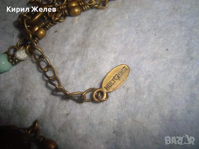 КРАСИВО ФЛОРАЛНО МАРКОВО ВИНТИДЖ АРТ БРОНЗОВО КОЛИЕ ОГЪРЛИЦА с ШЛИФОВАНИ КАМЪНИ 30159, снимка 15 - Колиета, медальони, синджири - 37851568