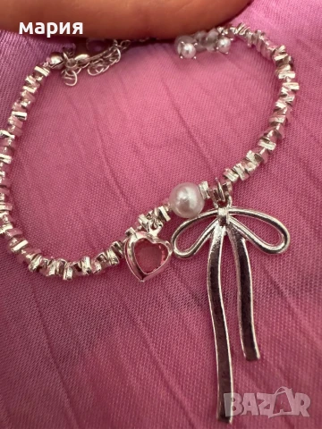 Нова сребърна гривна с обеци /комплект, снимка 5 - Бижутерийни комплекти - 51112150