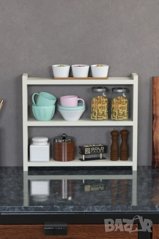 Кухненски рафт за плот – дървена етажерка за кухня на 3 нива - 5 цвята, снимка 9 - Етажерки - 52305817