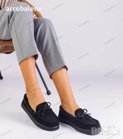 Дамски мокасини от еко велур с панделка Sarina, 4цвята , снимка 10 - Дамски ежедневни обувки - 48951730