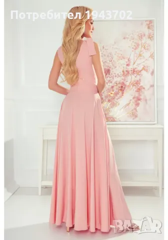 Елегантна дълга рокля в светлорозов цвят 405-3 Numoco, снимка 4 - Рокли - 47721546
