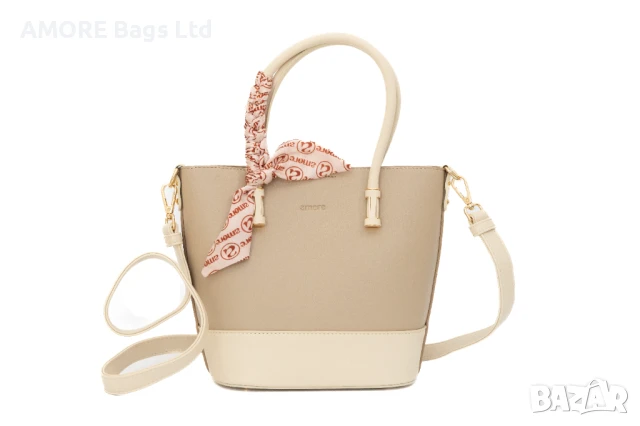 Класическа дамска чанта AMORE Eleonora - Beige, снимка 3 - Чанти - 50657237