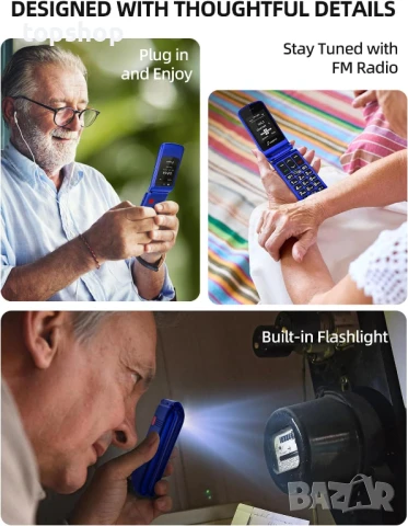 SweetLink F2 Plus мобилен телефон с големи бутони за възрастни хора, сгъваем, силен звук..., снимка 5 - Телефони с две сим карти - 50649942