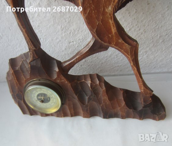 Голяма 42 см дървена фигура с барометър, пано, снимка 3 - Пана - 31482287