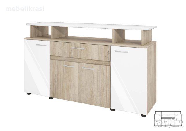 Скрин "Сити 3056"с 1 чекмедже и 4 врата с плавно затваряне