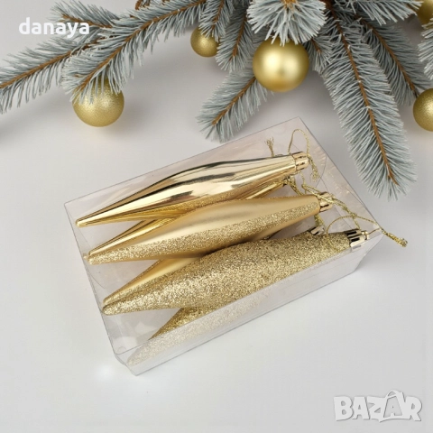 6211 Коледни играчки за елха Висулки, 6 броя, снимка 2 - Декорация за дома - 52502348