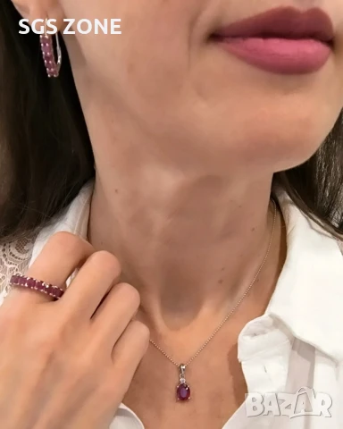 Обеци сребро 925 с естествен РУБИН, САПФИР, ИЗУМРУД, снимка 2 - Обеци - 51272555