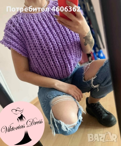 ръчно изплетен пуловер , снимка 3 - Жилетки - 51864022