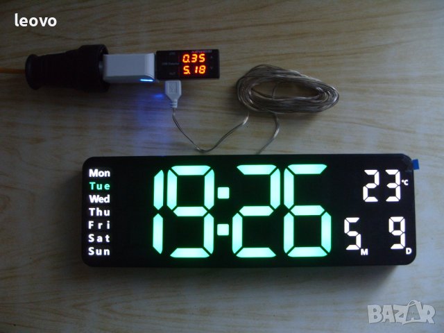 Голям електронен часовник DS-6629, с термометър и дата.  Дистанционно управление, снимка 12 - Стенни часовници - 42589111