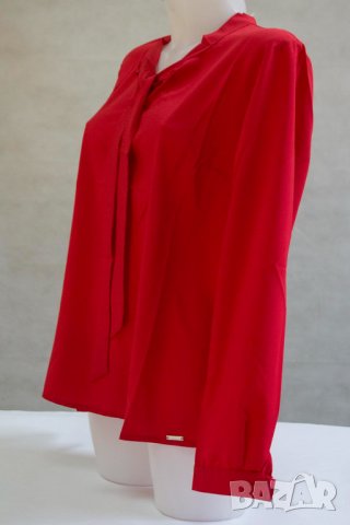 Червена дамска блуза с ефектна връзка Numoco - XL, снимка 4 - Блузи с дълъг ръкав и пуловери - 42596252