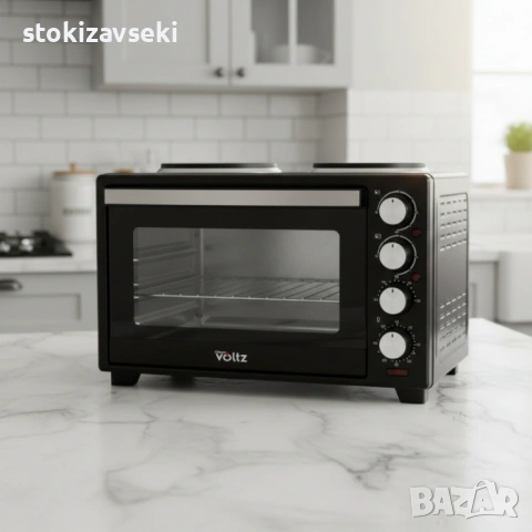 Готварска печка Voltz с фурна и 2 котлона 3200W, компактна електрическа печка за кухня, снимка 4 - Печки, фурни - 54046207