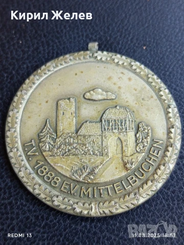 Спортен медал ТЮРНФЕРАИН МЮХЕЛНБУТЕН основан 1888г. рядък за КОЛЕКЦИЯ 74321, снимка 4 - Антикварни и старинни предмети - 51331728