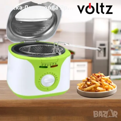 Фритюрник Voltz V51980A, 2 литра, 1300W, 80-190 C, Незалепващ съд, Бял/зелен 2 ГОДИНИ ГАРАНЦИЯ, снимка 3 - Фритюрници - 47856696