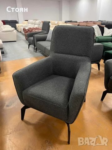 Тъмно сив комплект от плат тройка с два фотьойла с функция сън, снимка 3 - Дивани и мека мебел - 39973228