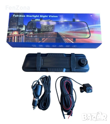 Видеорегистратор - огледало за автомобил с 10 инчов тъчскрийн и двоен запис, снимка 6 - Друга електроника - 54147252