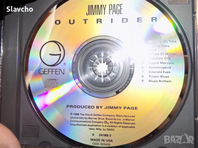 Компакт диск на - Jimmy Page – Outrider (1988, CD), снимка 9 - CD дискове - 39331239