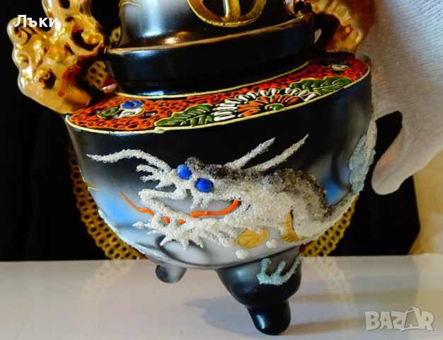 Кадило,тамянник японски порцелан Satsuma,дракон. , снимка 12 - Антикварни и старинни предмети - 51476637
