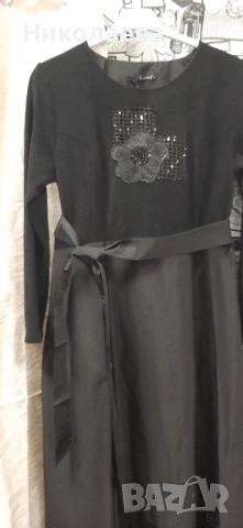 Кокетна Макси Рокля в черно декорирана с мрежа и пайети!, снимка 5 - Рокли - 52550331