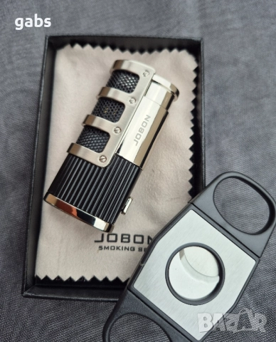Луксозна запалка за пури JOBON с подарък резачка,три цвята, снимка 9 - Запалки - 52203762