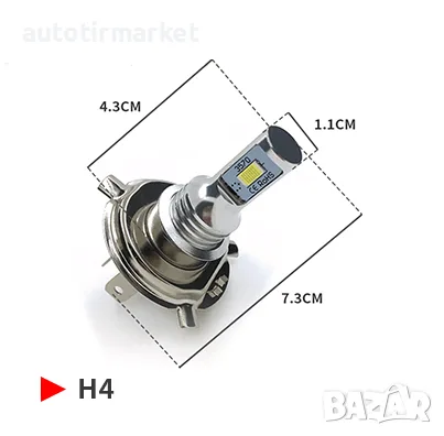 LED крушки за фар H4 – NA017-H4, снимка 3 - Аксесоари и консумативи - 56053247