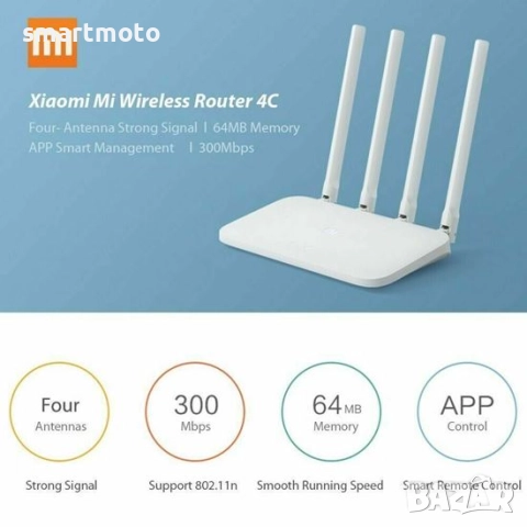 Безжичен рутер Xiaomi Mi Router 4C, N300, снимка 1