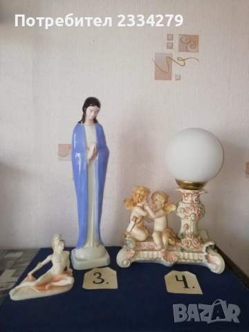Стари статуетки, фигури с ангели-херувими, настолна лампа и мадони. , снимка 6 - Статуетки - 52534198