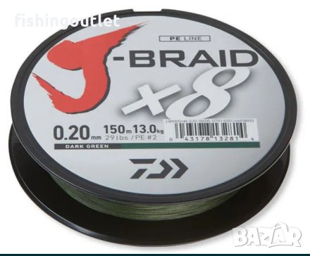  Плетено влакно Daiwa J-BRAID 8 нишково-150мт/жълто,зелено,шарено 32 лв., снимка 2 - Такъми - 30905423