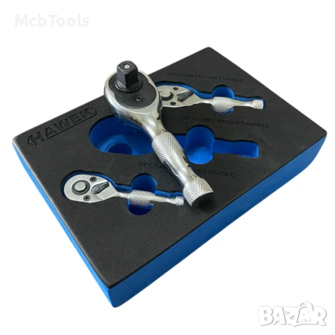 Професионален комплект мини тресчотки 3 части HAWEK, снимка 2 - Ключове - 51425365