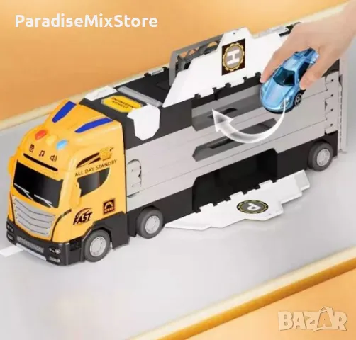 Трансформиращ се голям детски камион с рампа и колички, снимка 4 - Коли, камиони, мотори, писти - 48071044