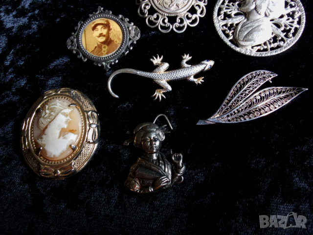 Стари брошки позлатени и посребрени, снимка 4 - Антикварни и старинни предмети - 44688532