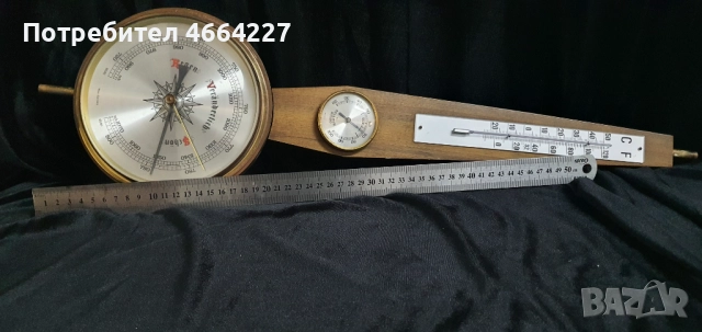 Антикварен банджо стил барометър, термометър и хидрометър , снимка 2 - Антикварни и старинни предмети - 52589486