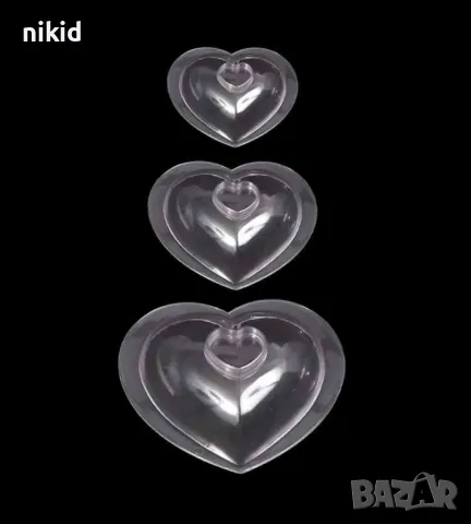3D 3 Размера сърце форма Поликарбонатна отливка калъп молд за шоколад Шоколадова торта украса молд, снимка 7 - Форми - 27134583