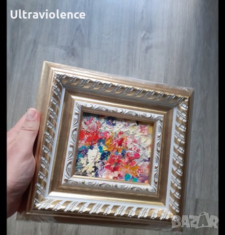 НОВА Уникална малка картина цветна импресия с маслени бои, снимка 1