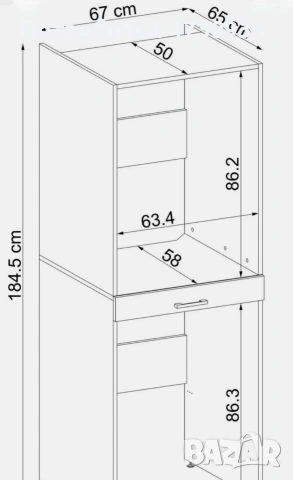 Шкаф за пералня и сушилня , снимка 3 - Шкафове - 53488128