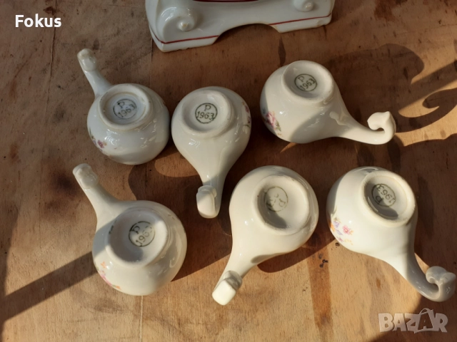 Български порцелан -сервиз за греяна ракия с кратунки Уникат, снимка 5 - Антикварни и старинни предмети - 52828193