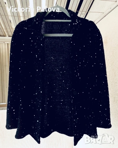 Модна къща MaxMara Weekend черна жилетка с пайети, снимка 2 - Жилетки - 53375837