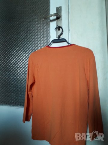 Оранжева памучна блуза с дълъг ръкав, снимка 3 - Блузи с дълъг ръкав и пуловери - 34370712