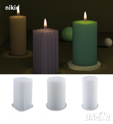 3D релефни цилиндър кръг колона силиконов молд форма за свещ смола гипс, снимка 5 - Форми - 37480200