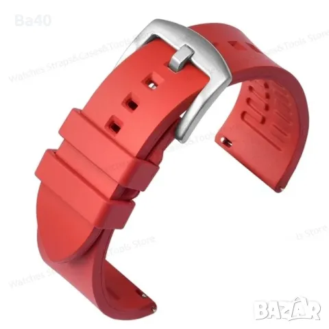 Каишки силиконови 21mm и 22mm синя, чевена, черна, снимка 4 - Каишки за часовници - 29352536