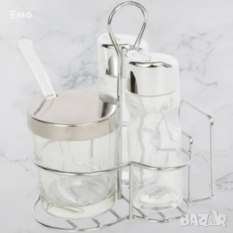 Комплект за маса - Bohmann BH 7804, за сол, пипер и захар, поставка с място за салфетки, снимка 2 - Аксесоари за кухня - 48450309