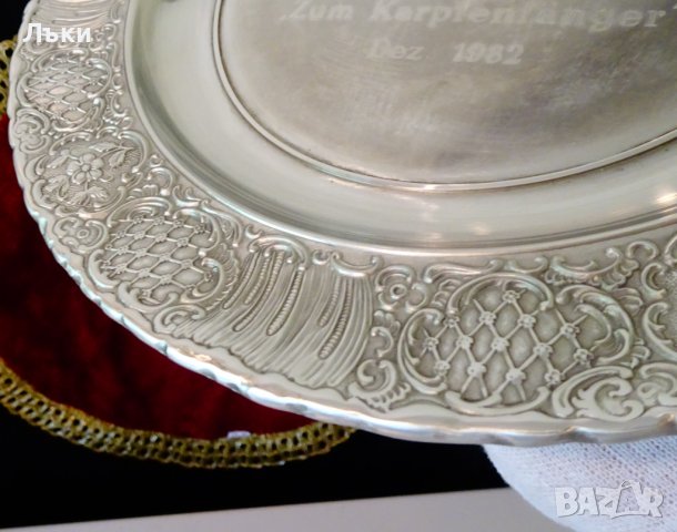 Чиния,плато,пано от калай BMF,барок. , снимка 2 - Антикварни и старинни предмети - 36814155