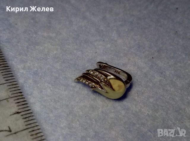 КРАСИВА ЕМАЙЛИРАНА СРЕБЪРНА ОБЕЦА КРИЛЦЕ РОДИРАНО СРЕБРО 925 с ЦИРКОНЧЕТА 38804, снимка 7 - Обеци - 50535993