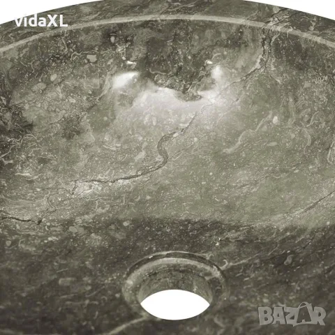 vidaXL Сива мивка, Ø40x12 см, мрамор, снимка 7 - Мивки - 56146154