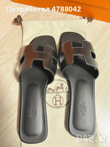 Дамски кожени чехли Hermes, снимка 2 - Чехли - 54105147