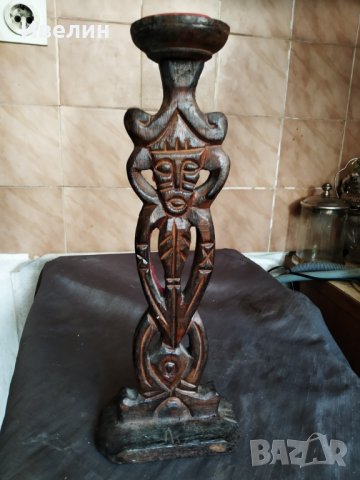 стар дървен свещник, снимка 4 - Антикварни и старинни предмети - 29576418