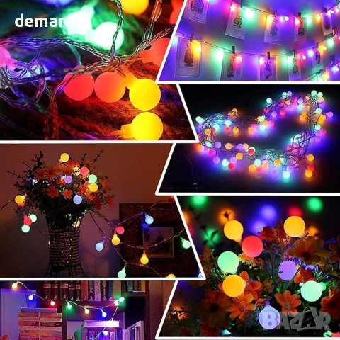 Вътрешни/външни декоративни коледни светлини 60 LED, 7 м, 8 режима, снимка 6 - Лед осветление - 42540089