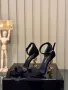 Yves Saint Laurent Дамски Черни Сандали Със Златист Метален Ток Код E267, снимка 1