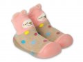 Полски бебешки обувки чорапки, Розови с бежово, снимка 1 - Бебешки обувки - 38650922