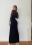 Дълга черна елегантна рокля с тюл и цепки, снимка 8