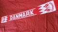 Плетен футболен фен шал на Дания (Danmark) - червено бял, с ресни , снимка 1